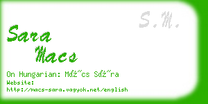 sara macs business card